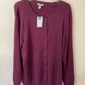 Burgundy sweater cardigan 2X Croft&Barrow